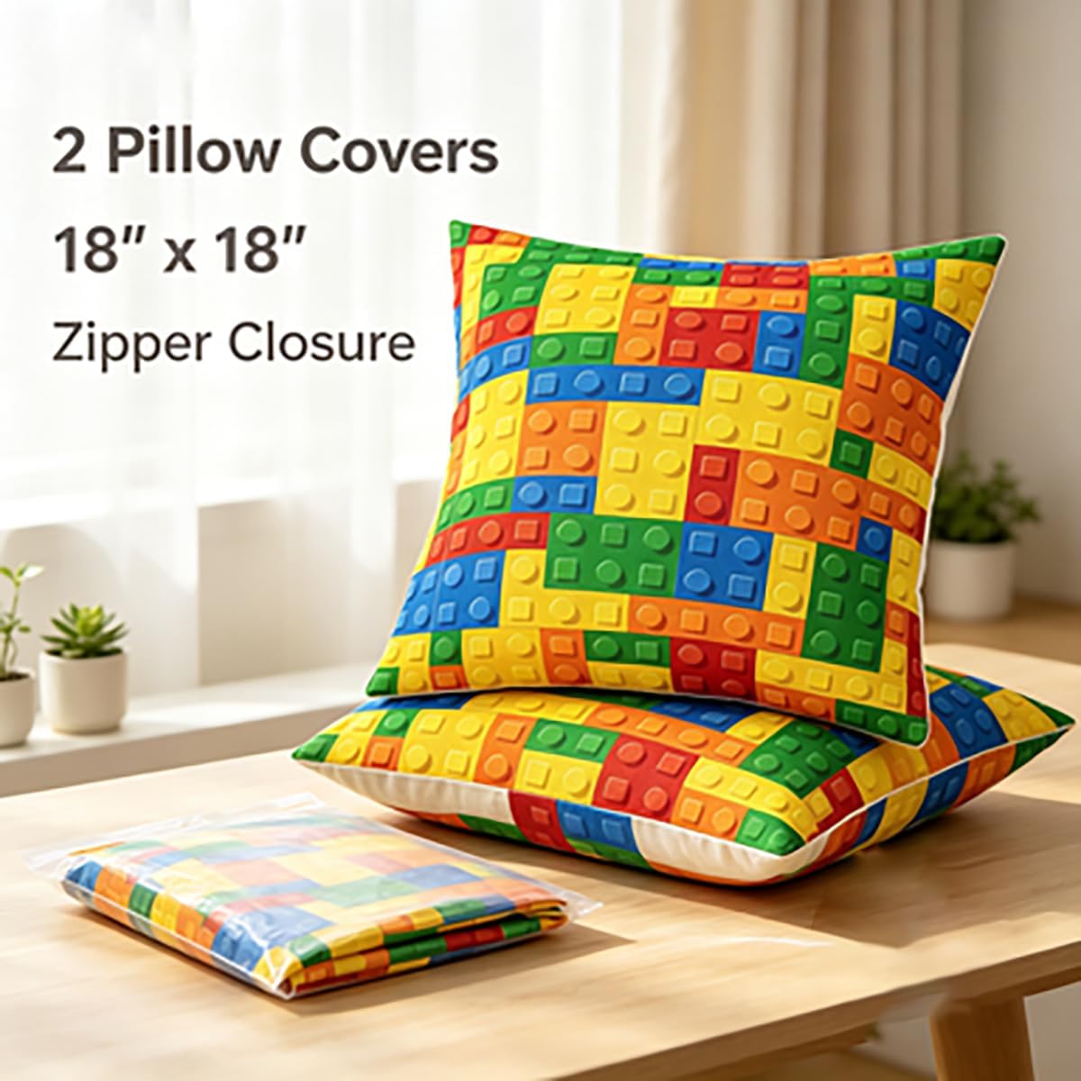 Feelyou Games Throw Color Pillow Covers Set of 2 18x18 Inches Reversible image 2