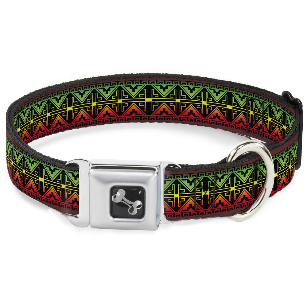 Collier de chien géométrique noir rouge jaune vert Buckle Down pour petit chien