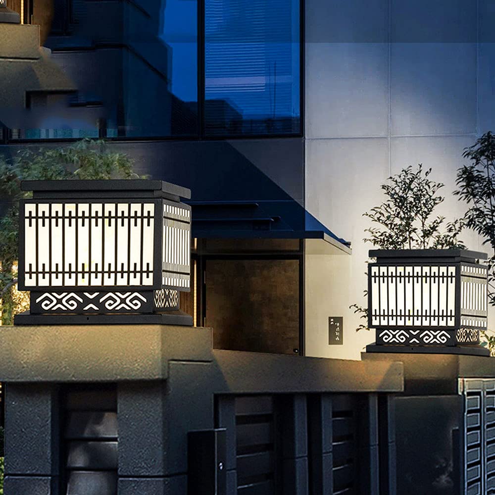 Lampa solarna LED do ogrodu, lampa filarowa, słoneczne oświetlenie zewnętrzne, dekoracja ogrodzenia, latarnia filarowa, lampa słupkowa na dziedziniec, park, korytarz, lampa d