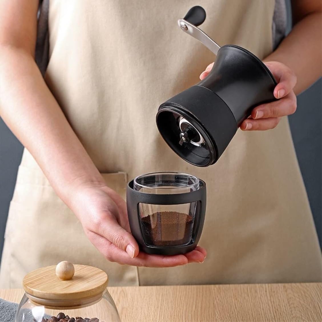 Molinillo de café,Molinillo de café Manual, Molinillo de café Manual con muelas de cerámica, Molinillo de café Manual de Grosor Ajustable for el hogar y for Viajes