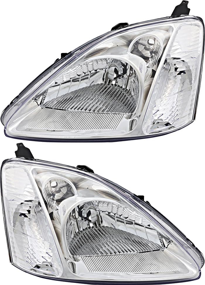 Para Honda Civic Hatchback Faros Lámparas Set 2002 2003 Halógeno Conductor y Pasajero Lado