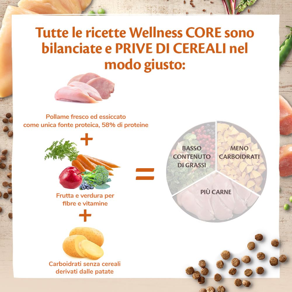 Wellness CORE Original Sterilizzato 4kg, Pollo & Tacchino –Crocchette Gatti | Cibo Secco Per Gatti Sterilizzati, Senza cereali, Naturale, Ipoallergenico, Ricco di Proteine e Carne, Per un Peso Ideale