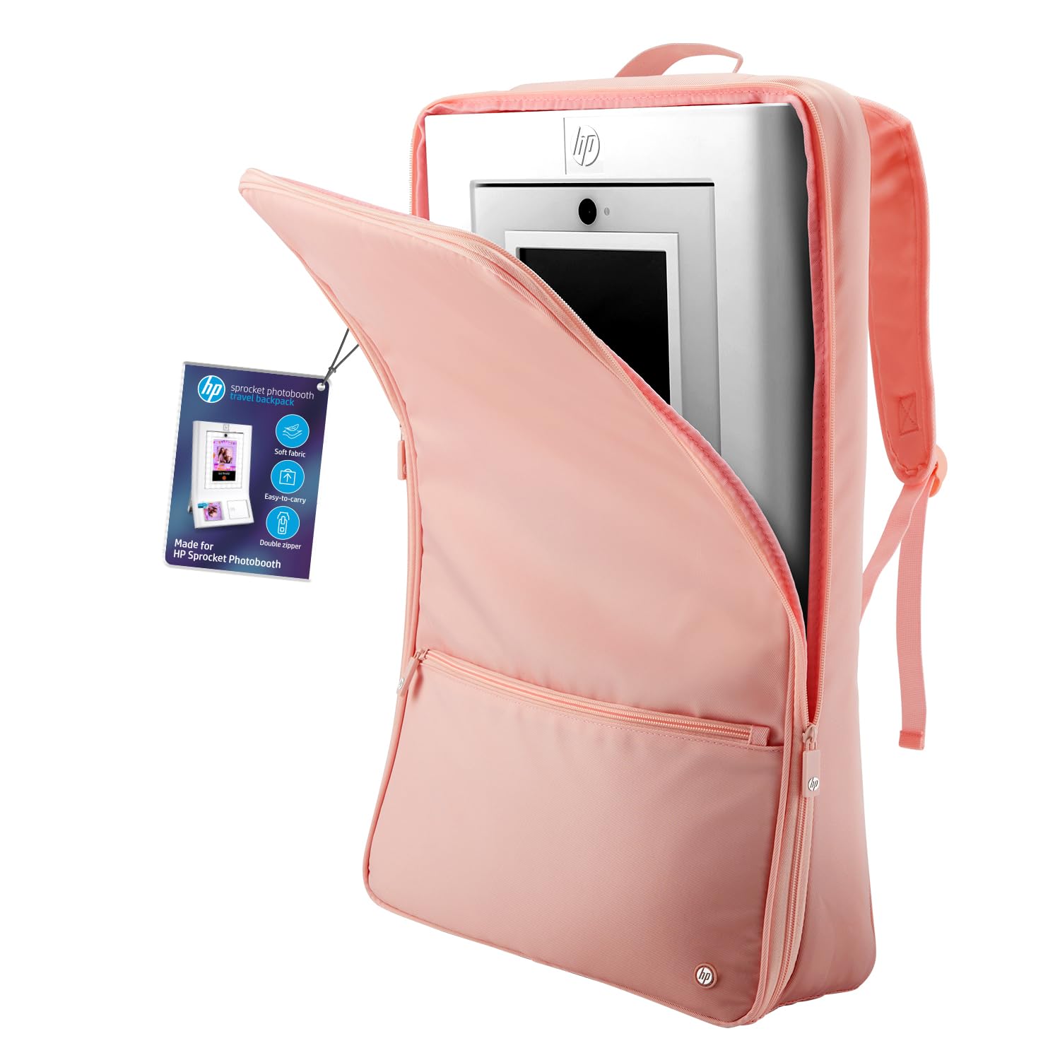 HP Reiserucksack für Sprocket Photobooth – Gepolsterte Tasche mit verstellbaren Schultergurten und Front-Reißverschlusstasche (Rosa)