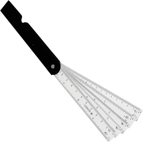 Miniatura 3 de uxcell Regla de escala de ventilador de dibujo, regla de escala de ingeniería plegable de plástico, regla de escala de medición de 7.7 pulgadas de