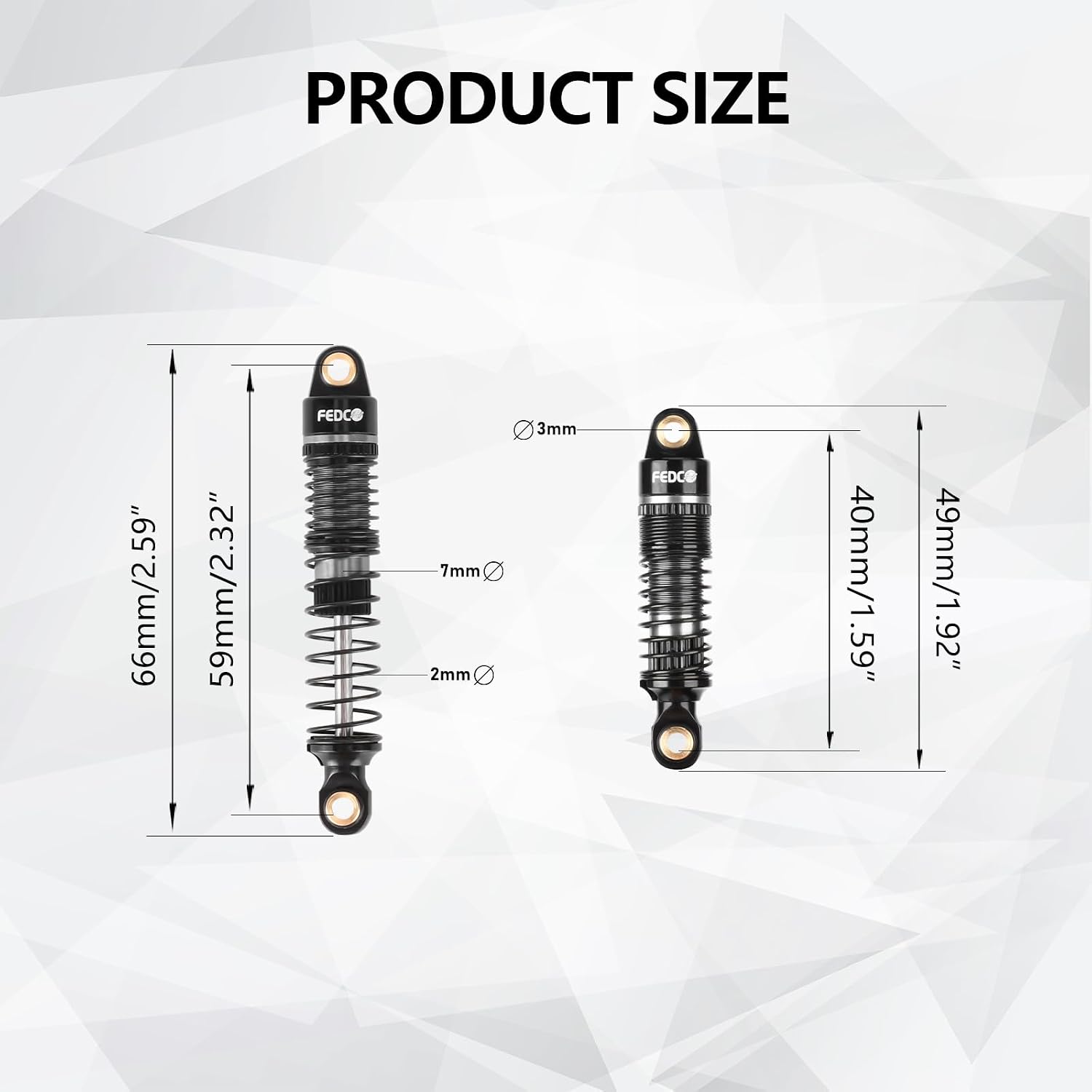 DSS18 TRX4M Shocks 59MM Oil-Filled Shock Absorber CNC Long Threaded Oil Damper For TRX4MT TRX4M Upgrades 1/18 RC Crawler,Dual Spring Suppresses Minor Vibrations and Absorbs Major Impacts