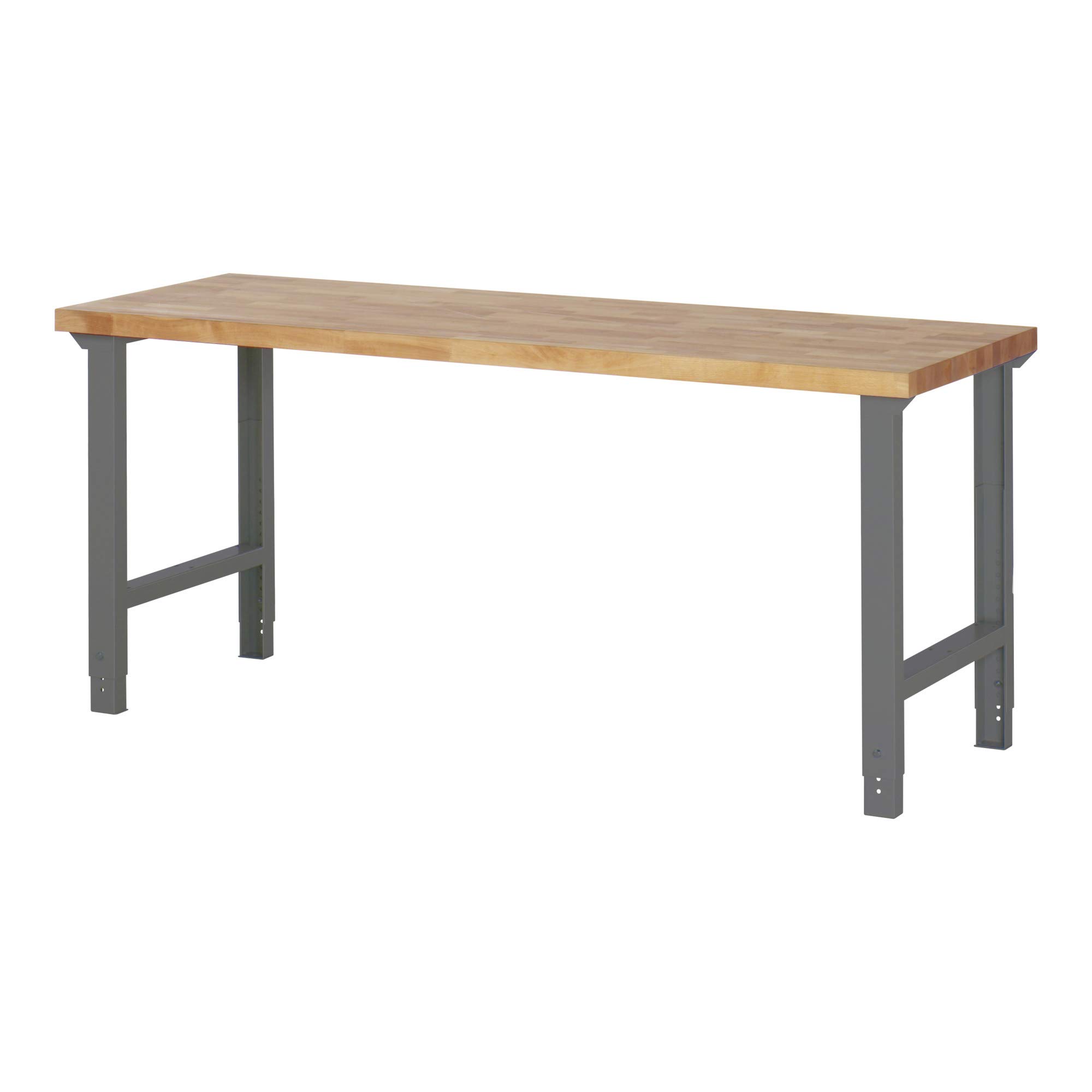 STIER Höhenverstellbare Werkbank Premium, 200x70x79-114cm, pulverbeschichteter Stahl und Buche, perfekt für vielseitige, ergonomische Arbeitsplatzgestaltung in Werkstätten