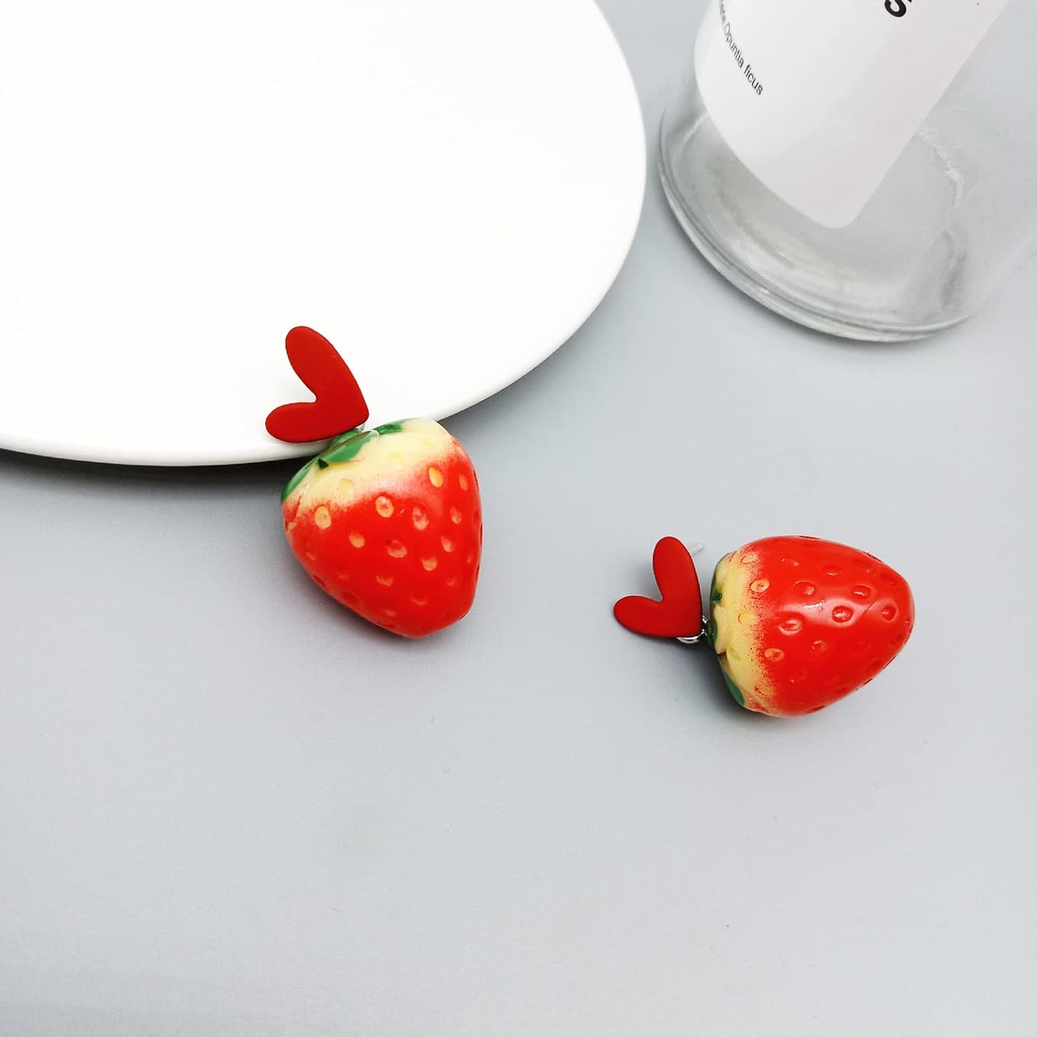 Cute Fruit Strawberry Dangle Earrings,Acrylic Strawberry Love Heart Drop Earrings Sweet Stud Earrings Jewelry for Women - Image 9
