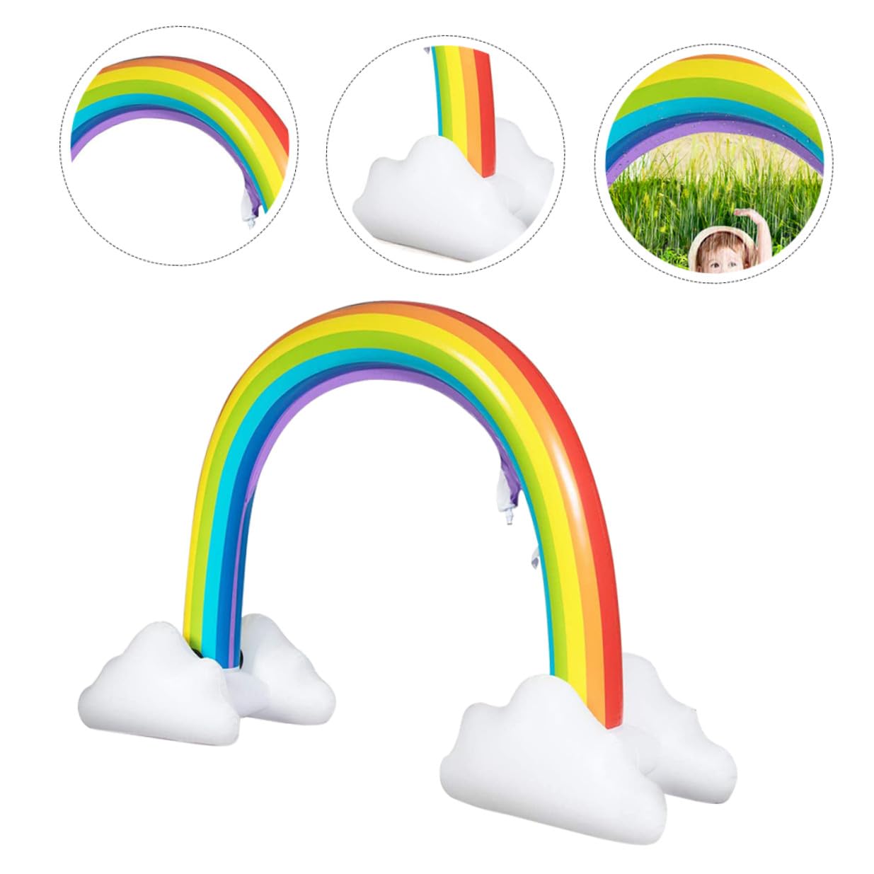 Arcoíris Inflable Aspersor para Niños, Juguete de PVC Resistente para Jardín y Césped, Adecuado para Juegos de Agua al Aire Libre