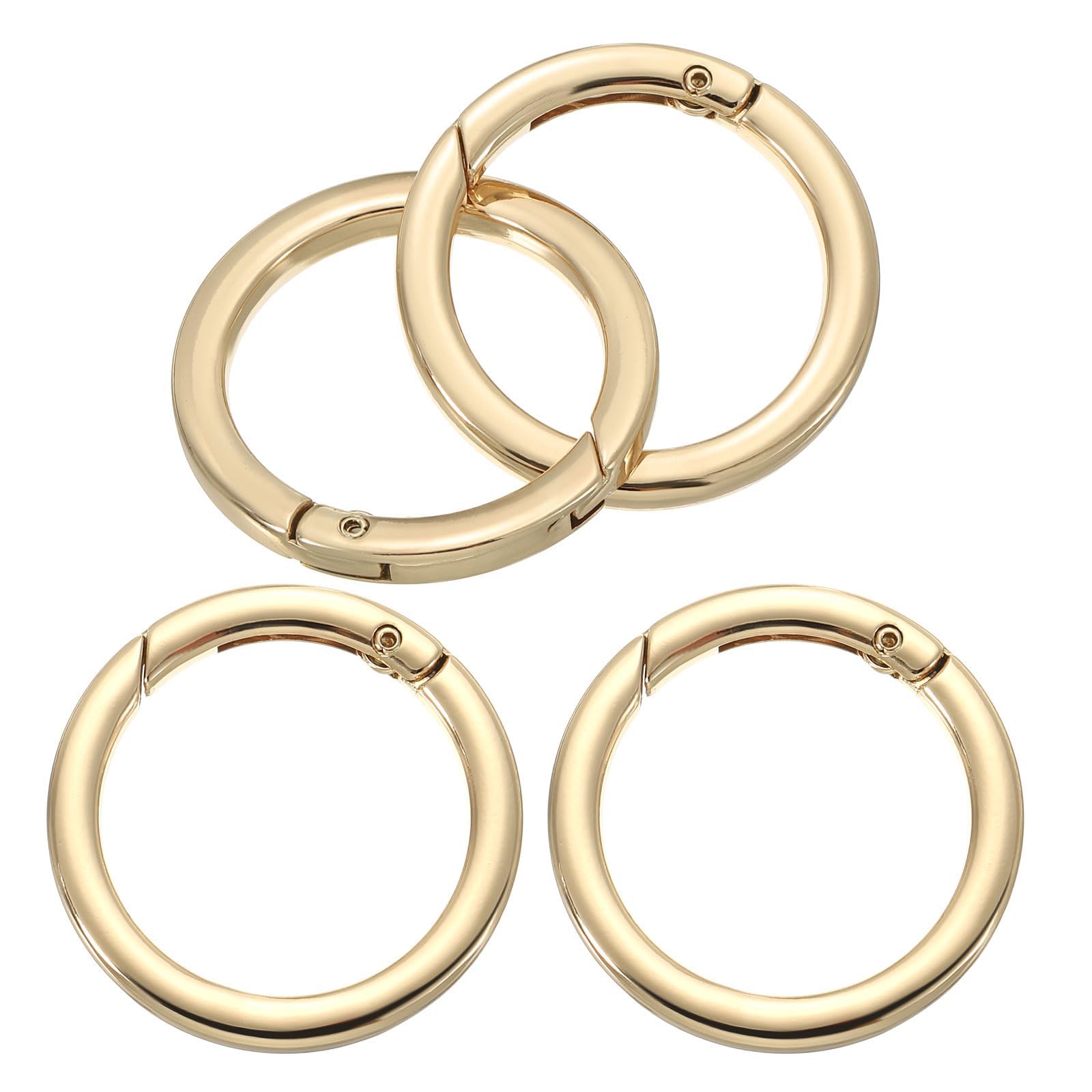 TOP-VIGOR Spring O Ring Clips, 41mm Round Carabiner Ring, Spring Keyring Clip Zinc Alloy Snap Rings for Bags, Keychains, Dog Collars, DIY Crafts & Jewelry Making, 4 Pcs Gold Tone
