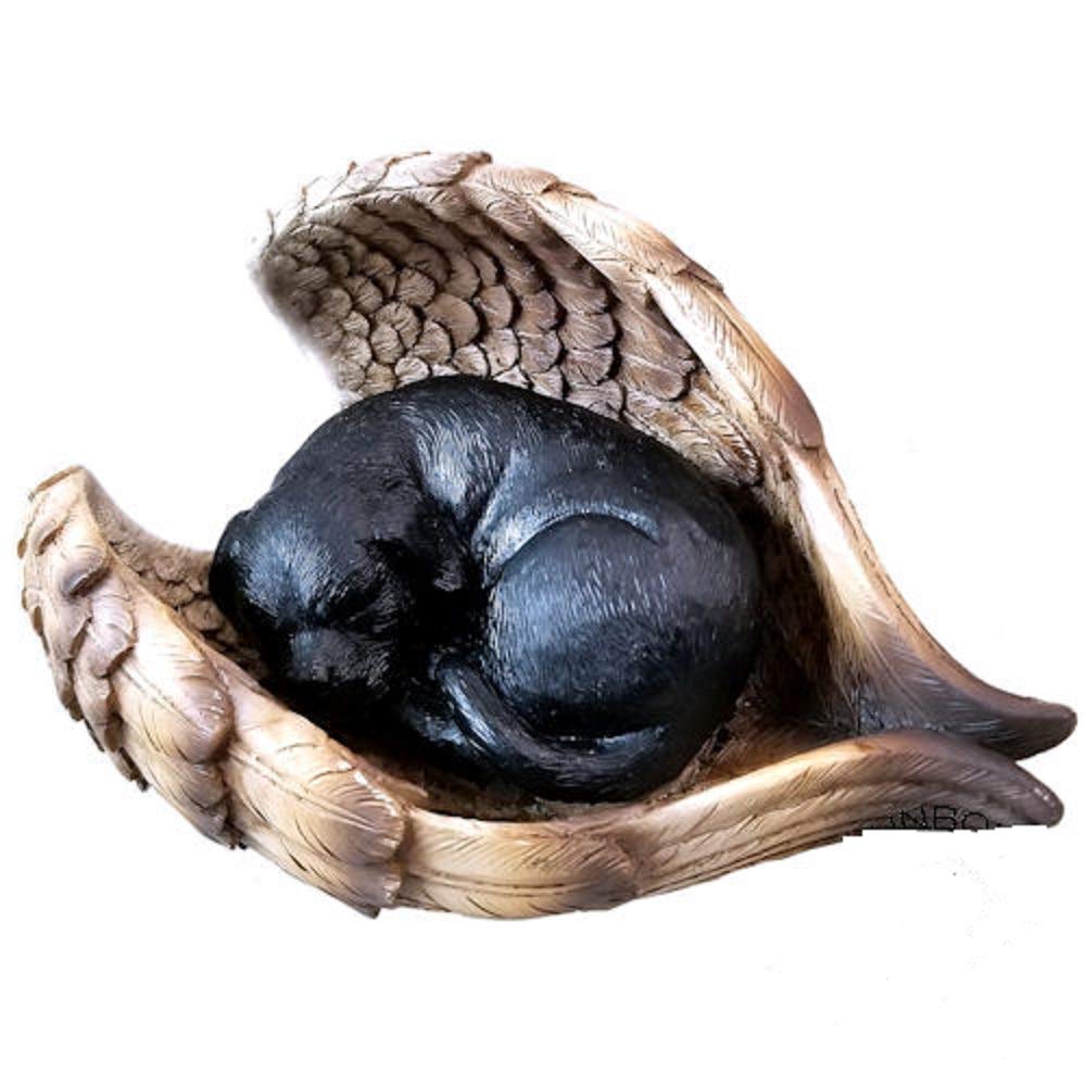 EWORK RT Co 5inch Angel Wings with Black Dog Labrador Memorial Statue Figurine Home Decor 3.5 * 5.5 * 4 Inch (Pack of 1)