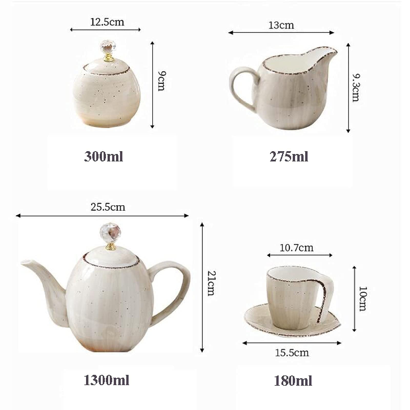 Styl Dworski 16-Częściowa Porcelana Ceramiczna Kawa I Herbata Zestawy Upominkowe Filiżanki I Spodki Serwis 6 Czajniczek Cukiernica Dzbanek Do Mlecznika I Drewniany Stojak Szary