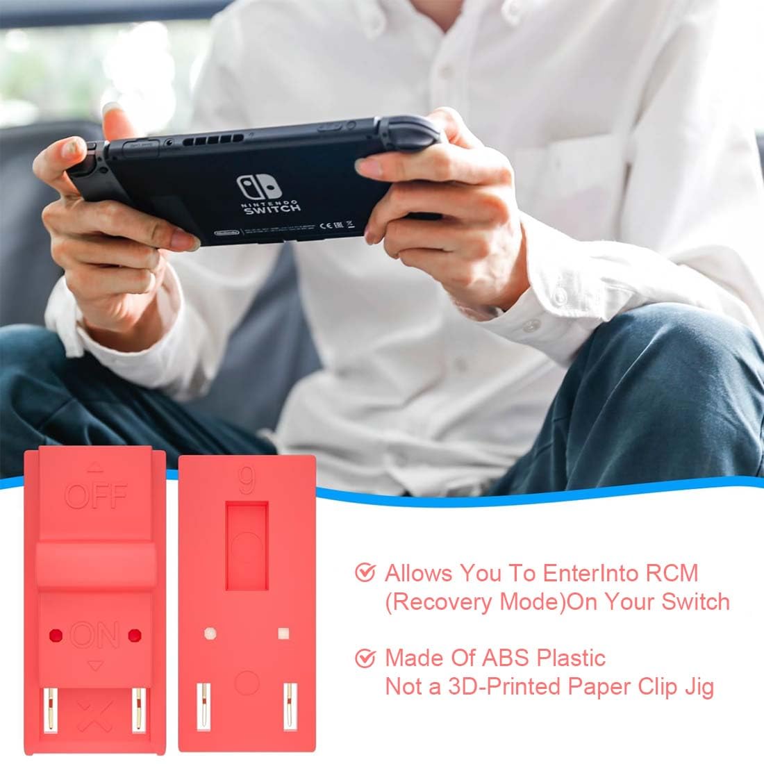 RCM Clip Jig Outils de Court-Circuit pour NS Switch Recovery Mode (Rouge),RCM Jig RCM Loader pour NS Switch