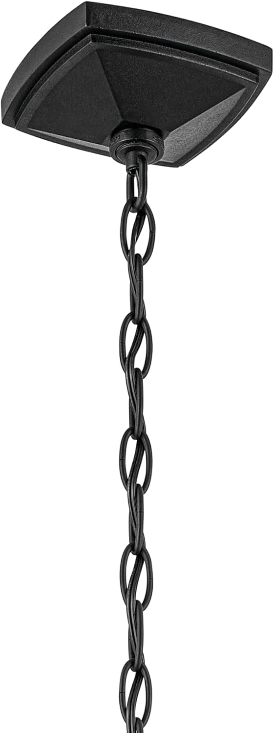 Kichler Forestdale 19.75" 4-Light Outdoor Hanging Pendant with Clear Water Glass in Textured Black for Covered Porches, Patios, (19.75" x 10"), 49740BKT