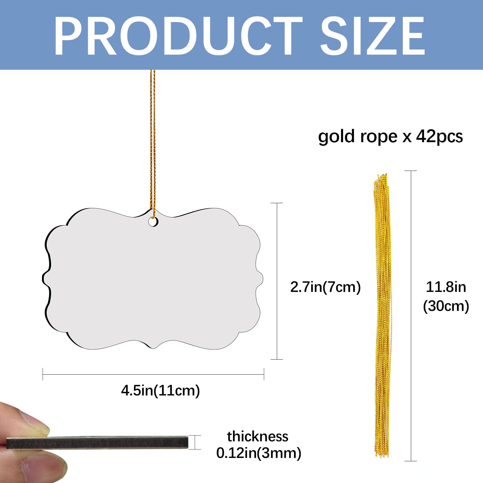 42 Pcs Sublimation Ornament Blanks, MDF Christmas Ornaments Sublimation Christmas Ornaments Blanks for Christmas Tree Decorations Double Sided Sublimation Blanks Ornaments Decor DIY Handmade Crafts