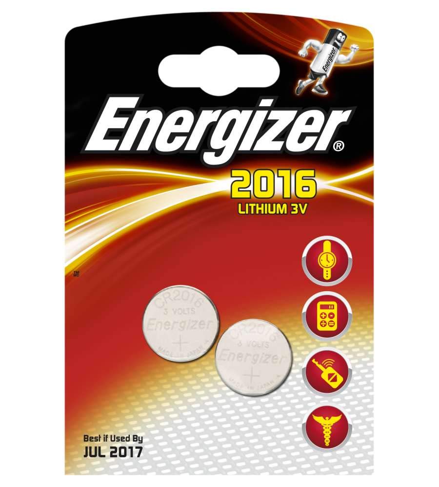 Energizer® Lot de 2 piles bouton au lithium CR2016 CR2016 3 V 90 mAh