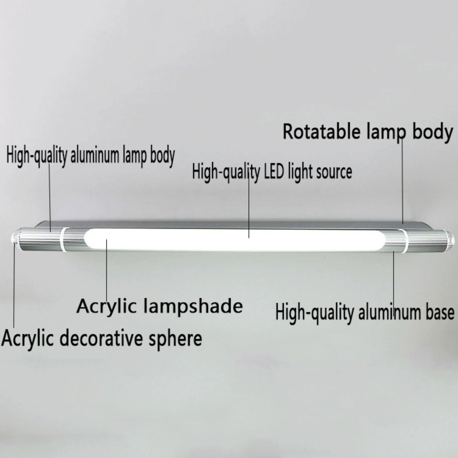 Lampada da Specchio in Acciaio Inox per Bagno Applique Bagno Specchio Moderno Sconce da Parete per Trucco Girevole di 360° Luce Specchio Bagno LED Impermeabile IP44 per Make-Up e Rasatura
