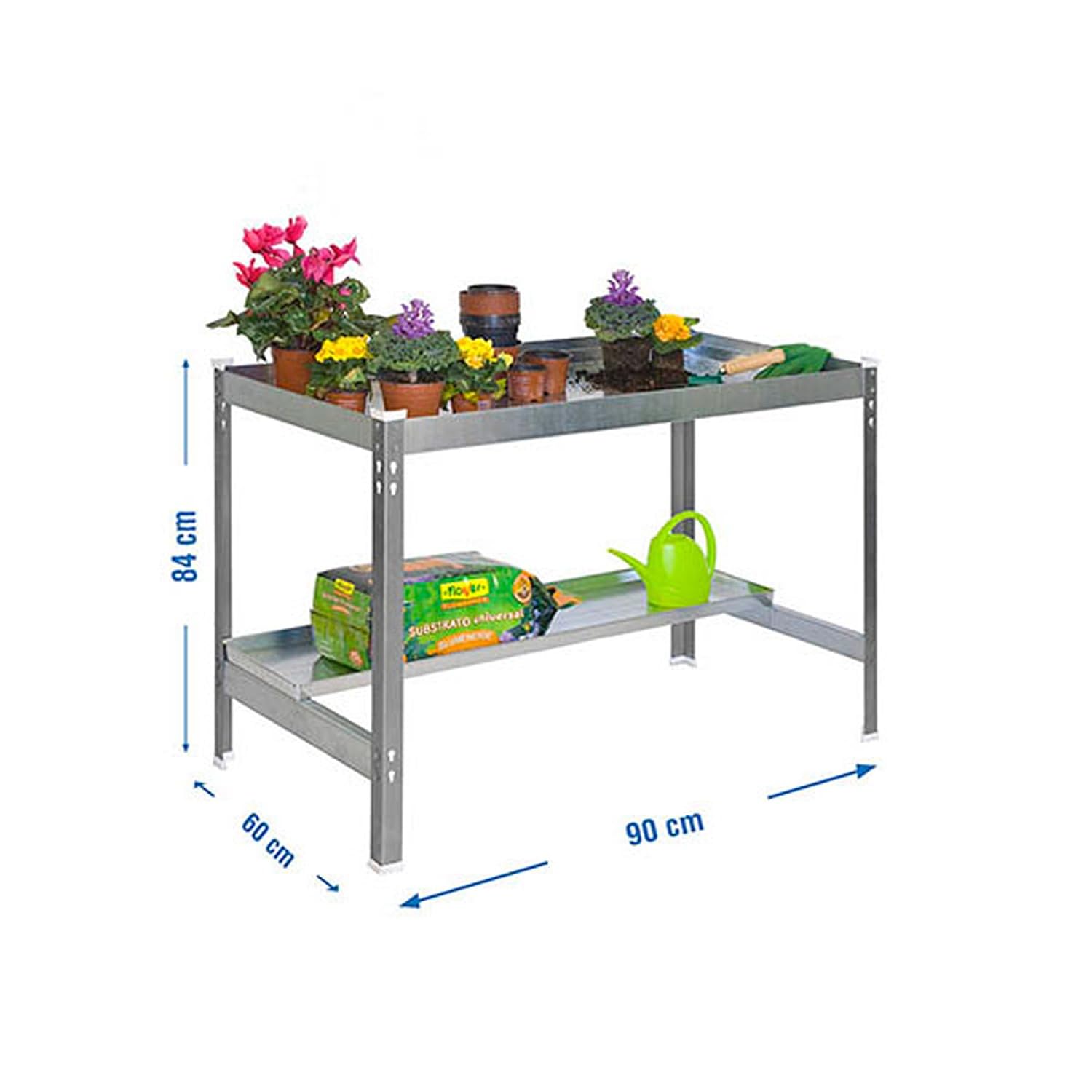Simon Rack Table de rempotage 840x900x600 mm, Gris/Galvanisé - Simongarden