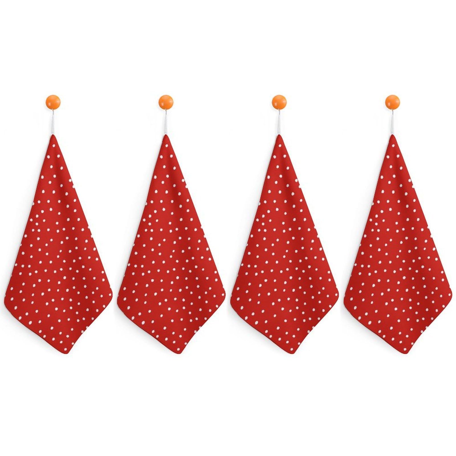 LWORZIIB 4 Piece Hanging Hand Towels, Red Polka Dots Small Dry Hand Towel for Kitchen Bathroom