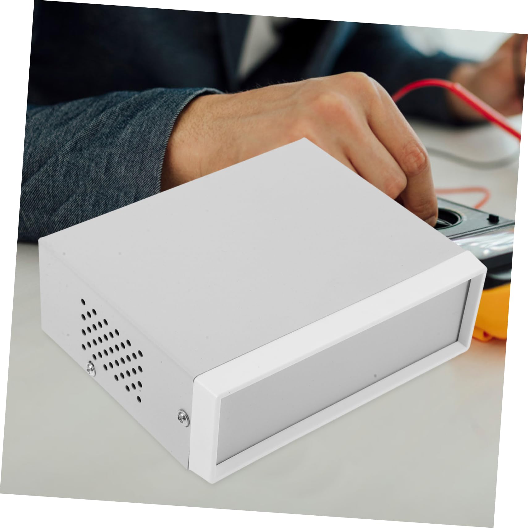 Hemobllo Scatola Di Progetto Elettrico in Metallo Grigia 50x150x120mm Pannelli Frontale e Posteriore Resistente Per Dispositivi Elettronici e Progetti Diy