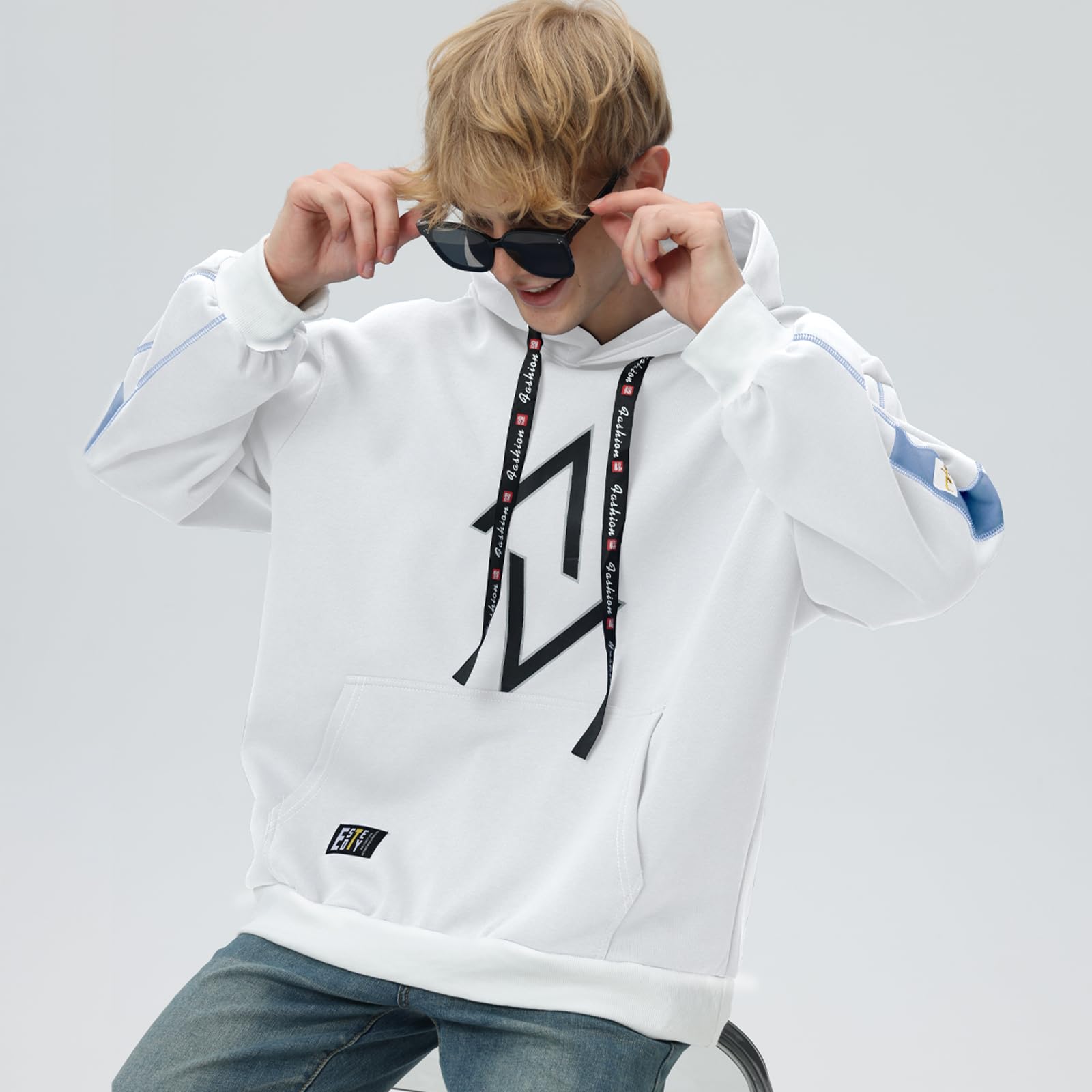 Hoodie Herren Baumwolle Sweatshirt Farbblock Pullover Männer