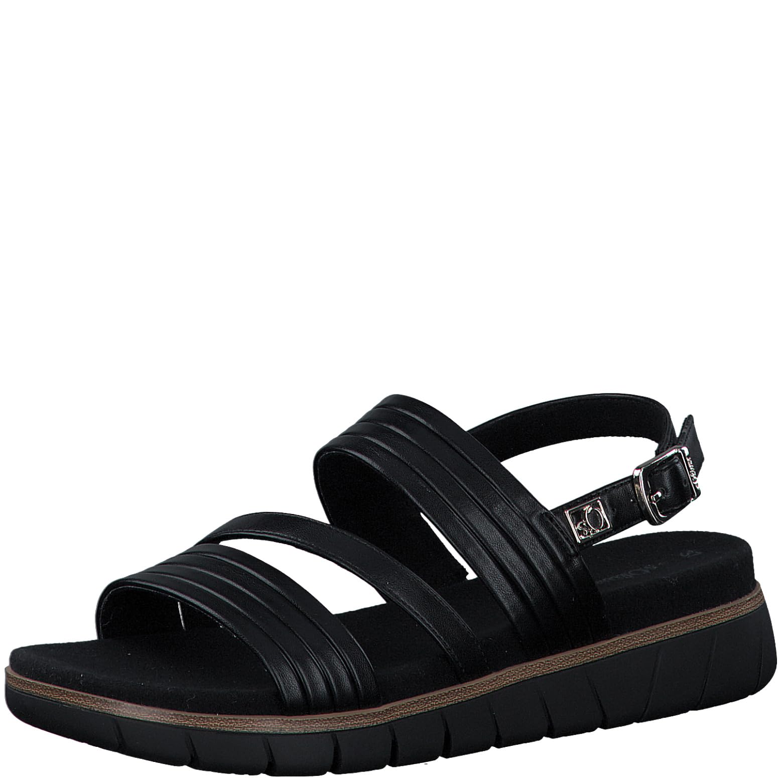 s.Oliver Womens Vegan Thick Sole Sandals, black, 6 UK