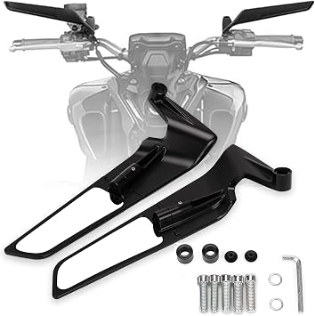 XINGWU Motorcycle Mirrors Adjustable Rotating Rear View Mirror Stealth Wind Wing Side Mirror for Z400 Z650 Z900 1290 Super Duke R Evo ABS 390 Duke Street Bike Normal