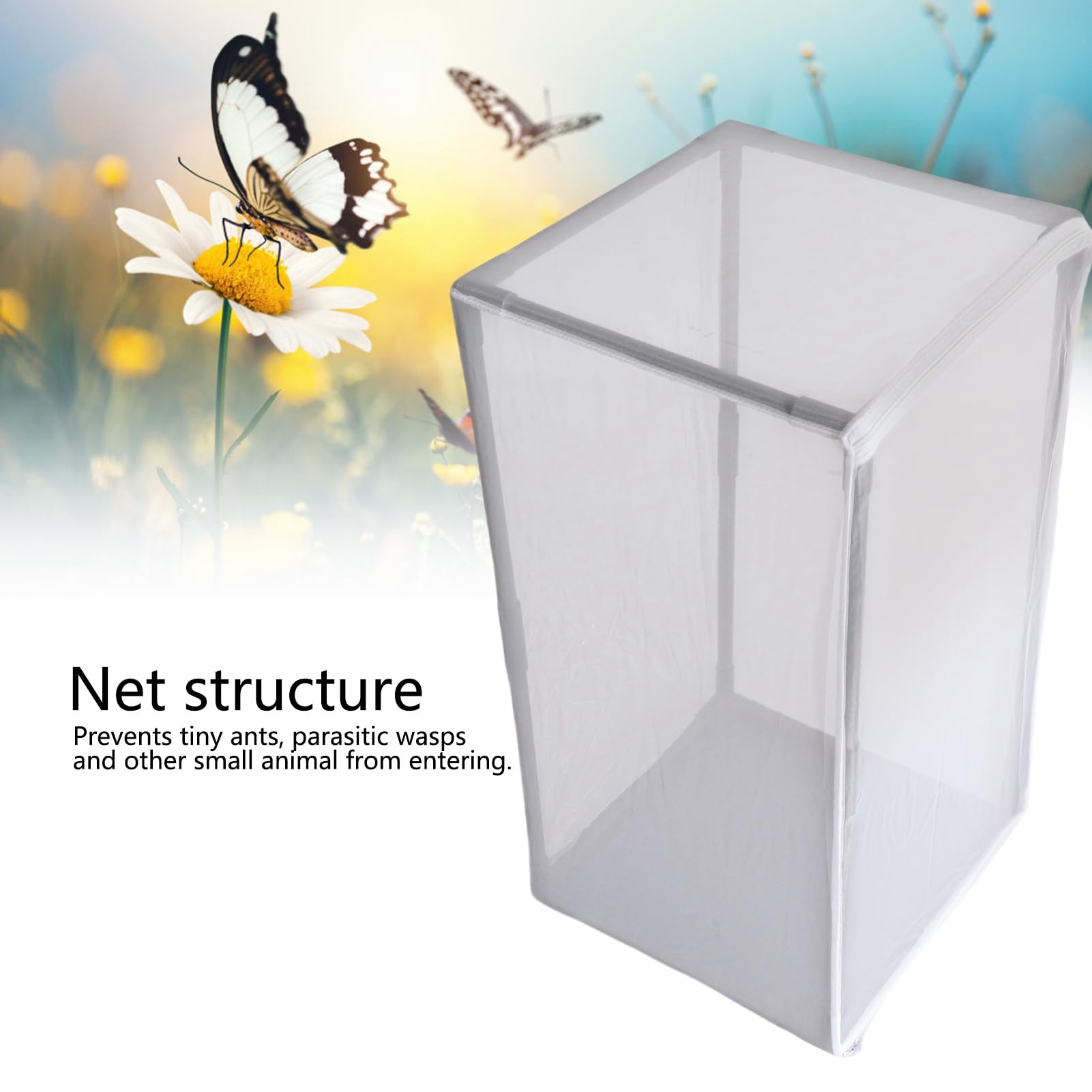 Insektenzuchtkäfig aus Netzmaterial mit PVC-Rohren, 42 x 42 x 77 cm, für Schmetterlinge und kleine Insekten, tragbar mit Griff