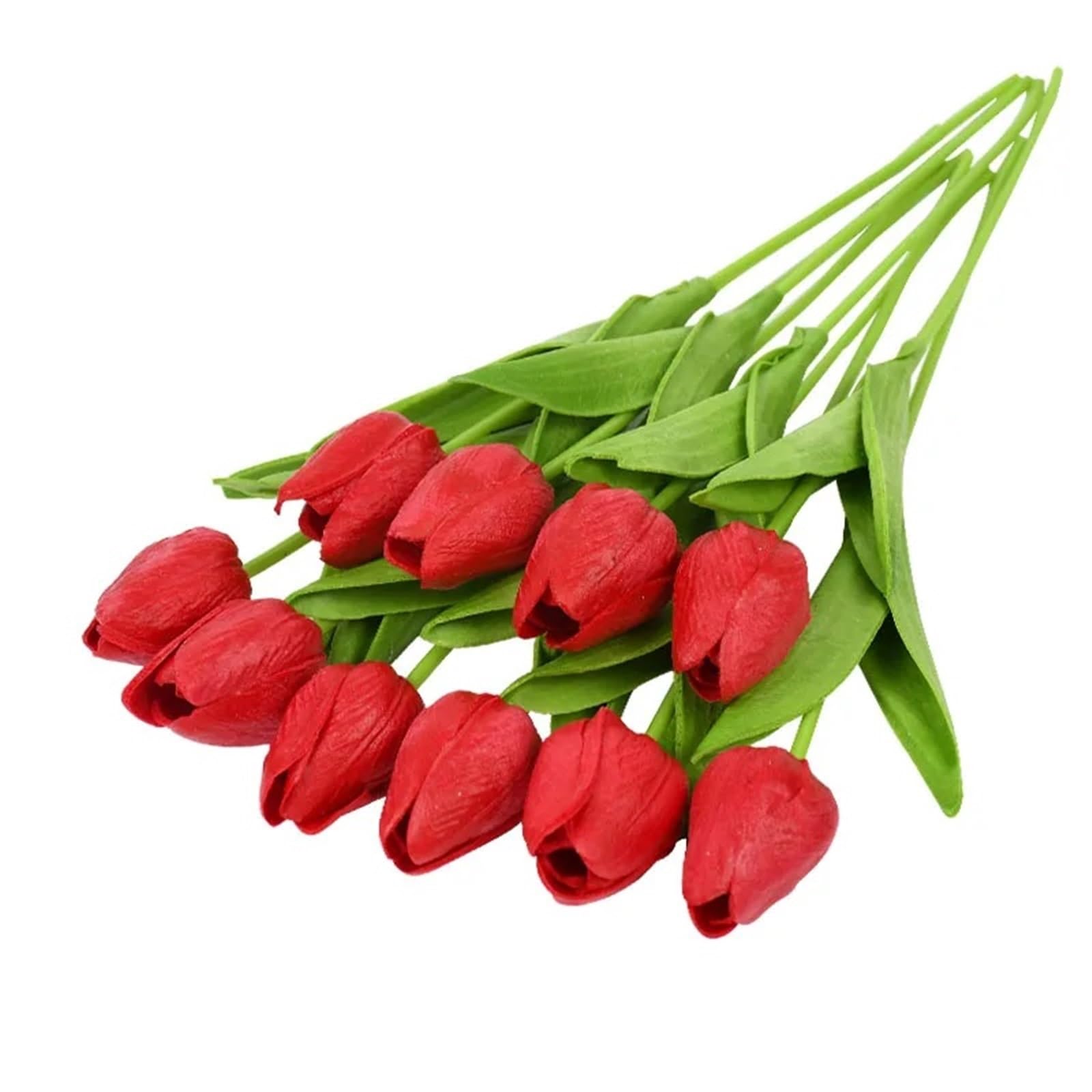 FonHNDG Artificial Flower Branches 10 PCS Tulip Artificial Flower Real Touch Bouquet Fake For Wedding Decoration Flowers Home Garden Decor(Color7)
