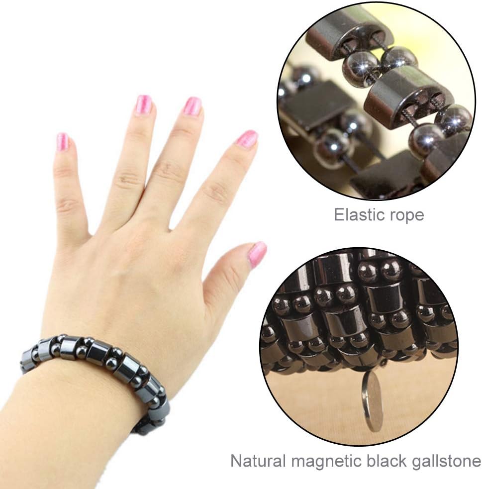EQLEF Magnetic Hematite Bracelet 2 Pcs Men's/Women's Hematite Magnetic Bracelets, Black - Image 4