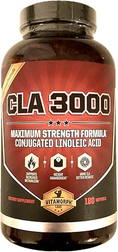 Aceite de cártamo CLA suplemento de máxima potencia en 180cápsulas líquidas con 01 oz por porción ácido linoleico conjugado sin OGM en suplementos