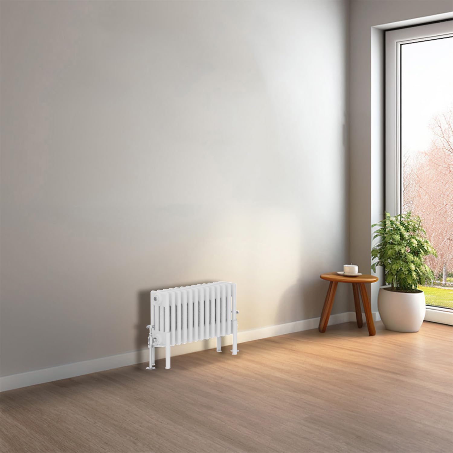 Nrg White Cast Iron Radiator 4 Column 300X605mm Gloss Traditional Radiator
