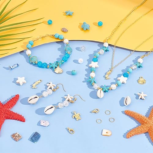 Miniatura 5 de PH PandaHall 357 cuentas de concha de estrella de mar para fabricación de joyas de océano de 0.71 oz (20 gramos) de conchas marinas, cuentas