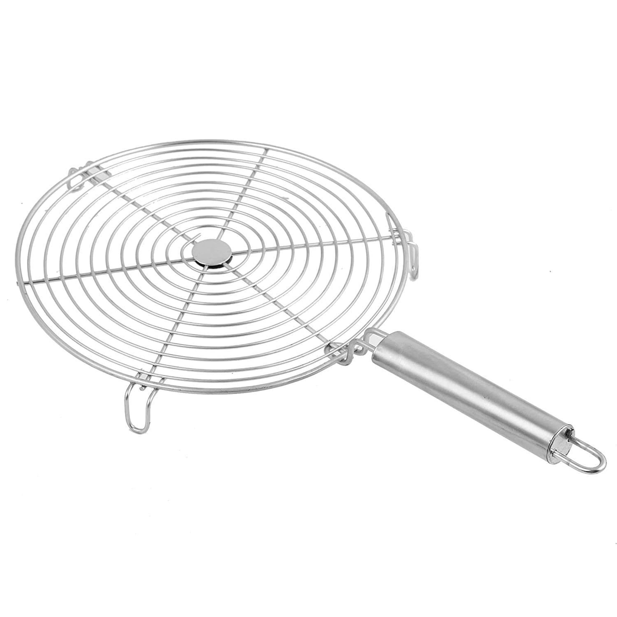 IDEAL PRIME Rust Proof Stainless Steel roaster round Roti Jali Grill Jali WIth Heat Resistance Steel Handle Steel Papad jali Barbeque Tools Kitchen Item pack Of 1