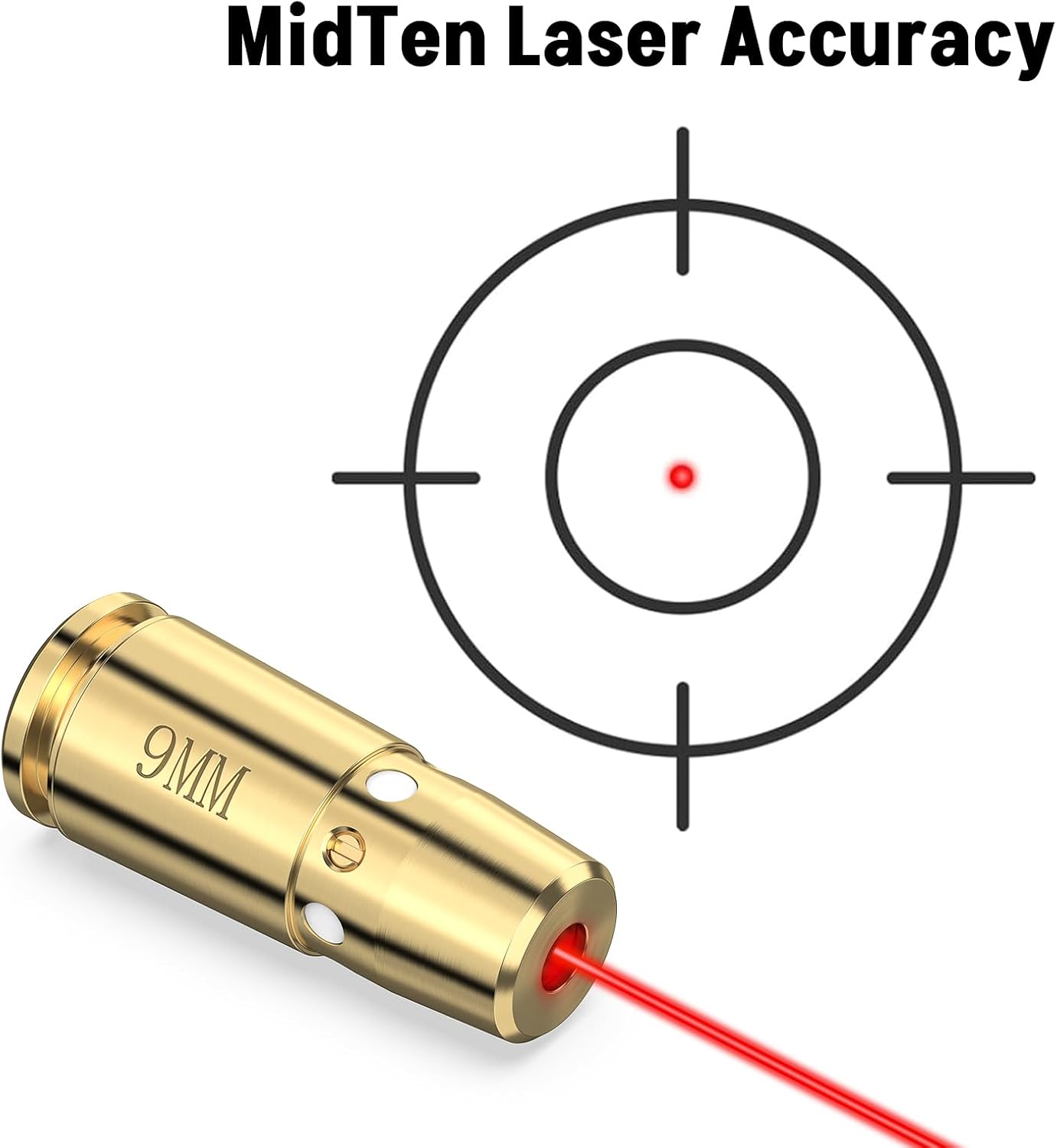 MidTen Laser Bore Sight for .223REM/ 9MM/ .40 S&W/ 45ACP/ 243/308WIN Red Laser Boresighters with 12 Batteries Bore Sighting Kit