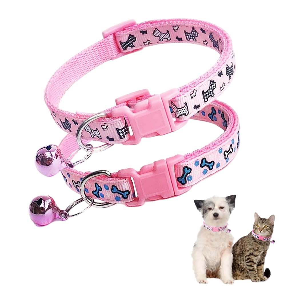 Colliers pour petit chien roses réglables avec clochette de sécurité