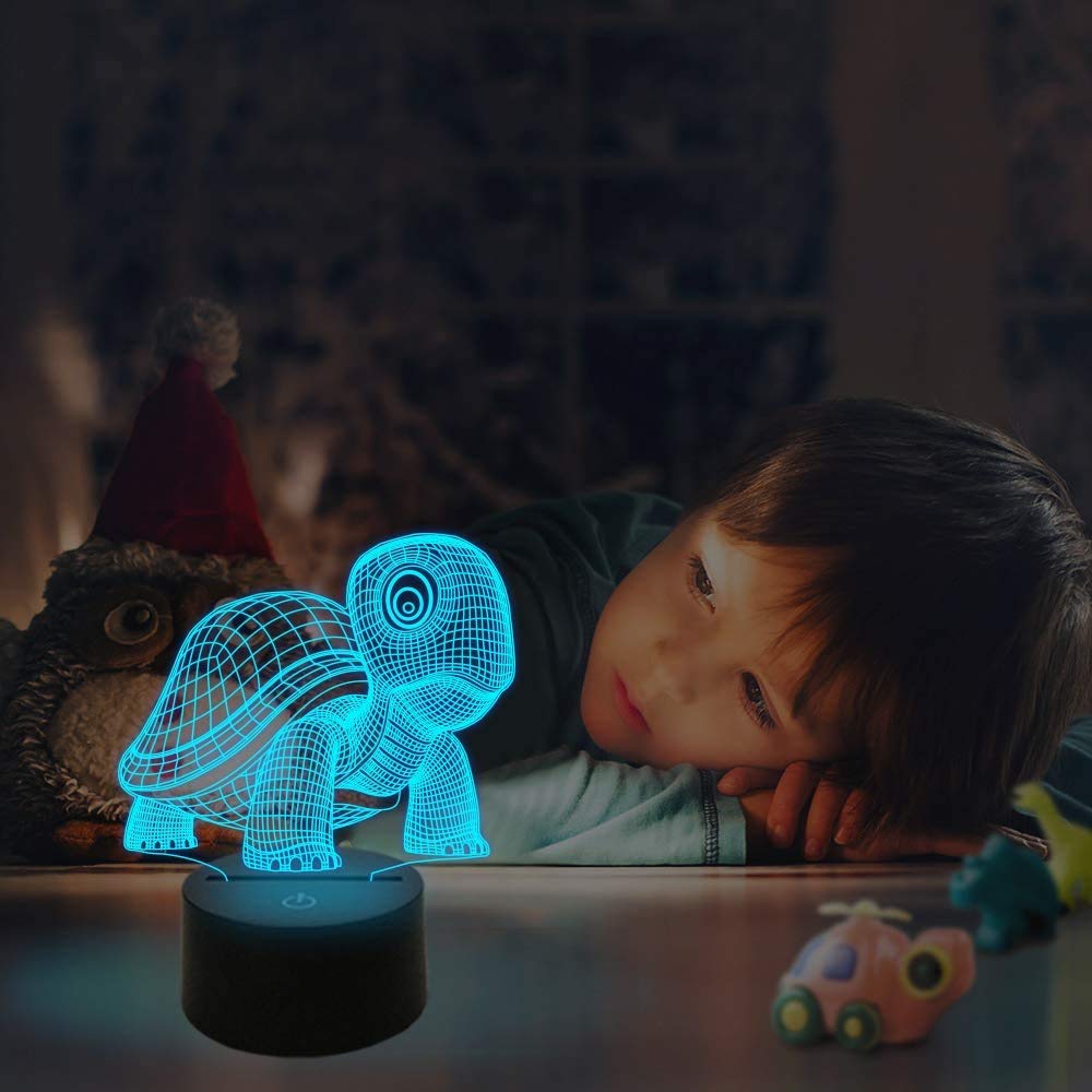 Lampada 3D Tartaruga Con 16 Colori E Telecomando - Luce Notturna LED A Illusione Ottica - USB O Batterie - Regalo Originale Per Bambini E Adulti