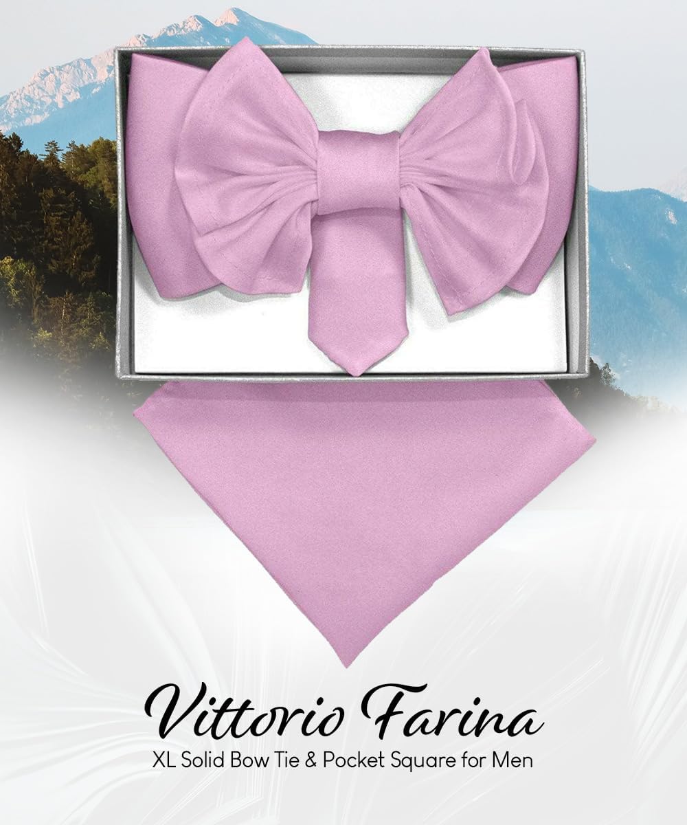 XL Solid Bow Tie & Pocket Square Set