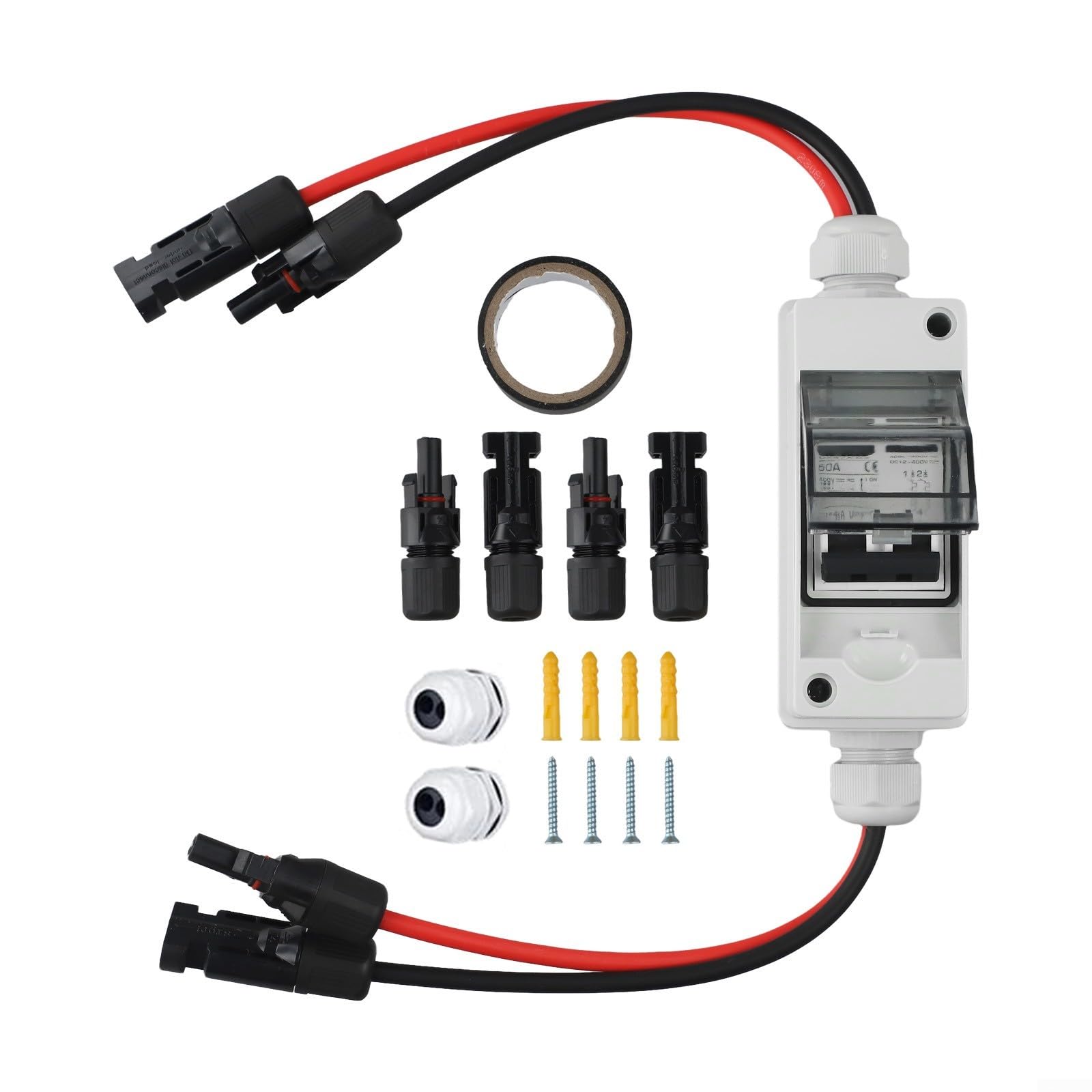 2-poliger DC 400 V Solarmodul-Trennschalter mit integrierten MC-Solarsteckern und IP65 wasserdichtem Schutzschalter-Gehäuse für den Außenbereich (63 A)