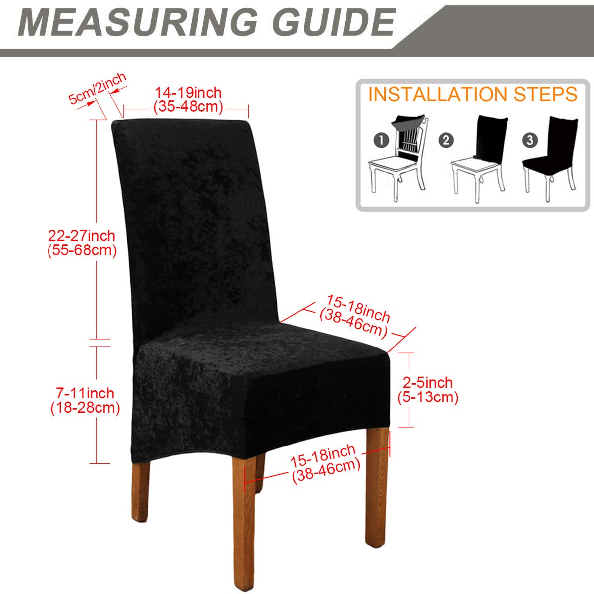 ele ELEOPTION Crushed Velvet Stretchable Elastic Chair Covers for Dining Room Wedding Banquet Party Decoration - Image 3
