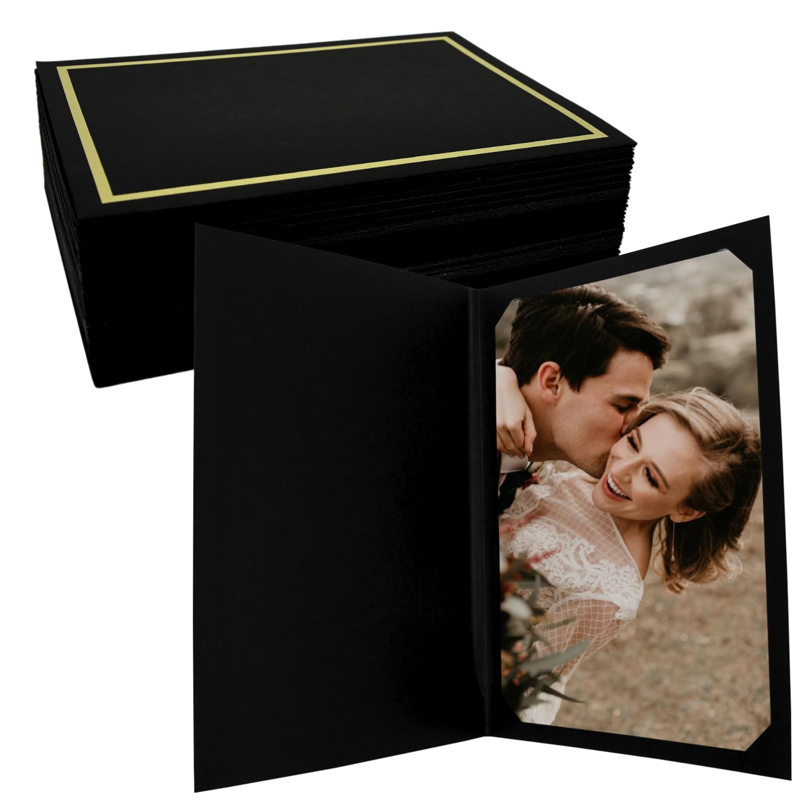 Cadre photo en carton noir vertical pour protéger les images de table