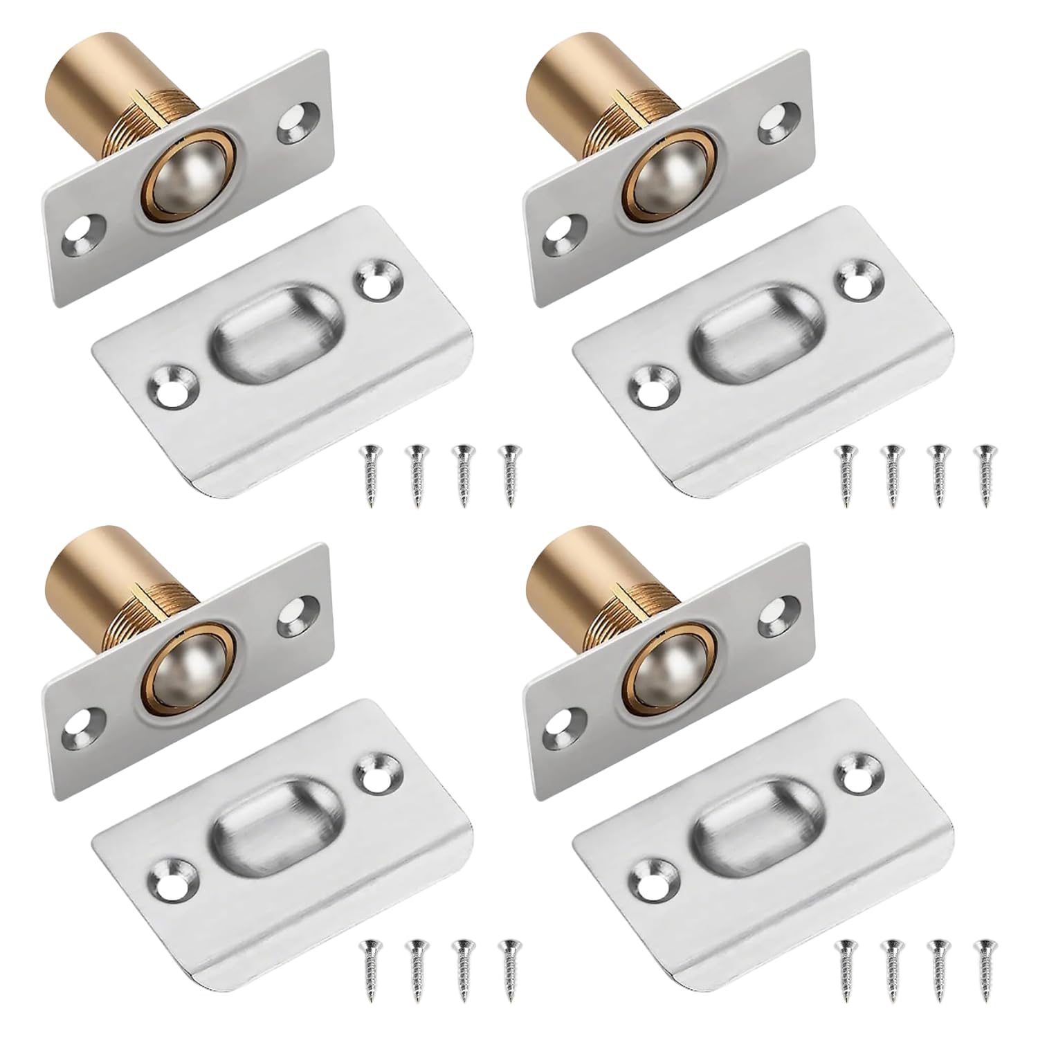 4 PCS Ball Door Catches for Internal Doors, Internal Door Latch, Roller Ball Door Catch, Adjustable Cupboard Door Catch,Pantry Door Latch Invisible Cupboard Closure