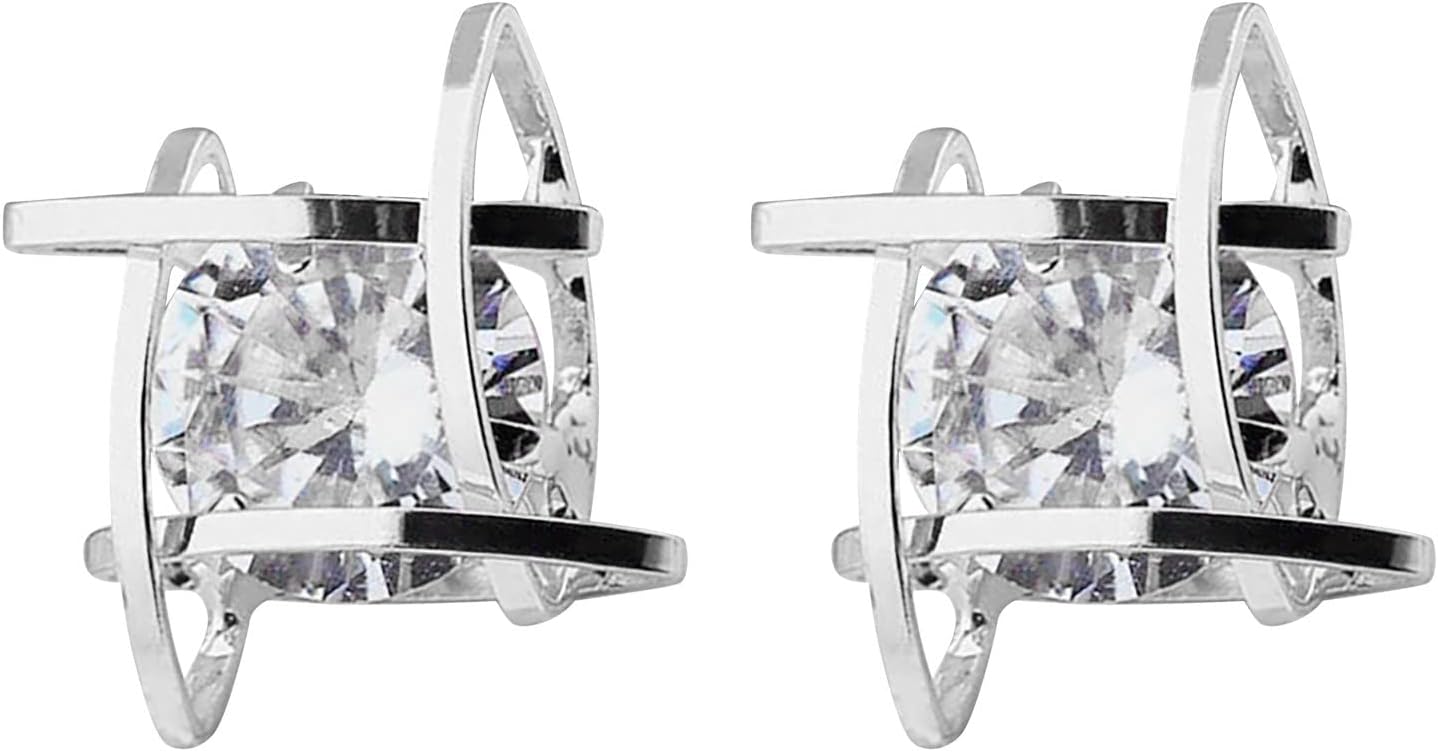 100th Day Earrings Simple Hollow Lines and Diamond Earrings AAe Fashionable and Sensitive (Color : A, Size : One Size)