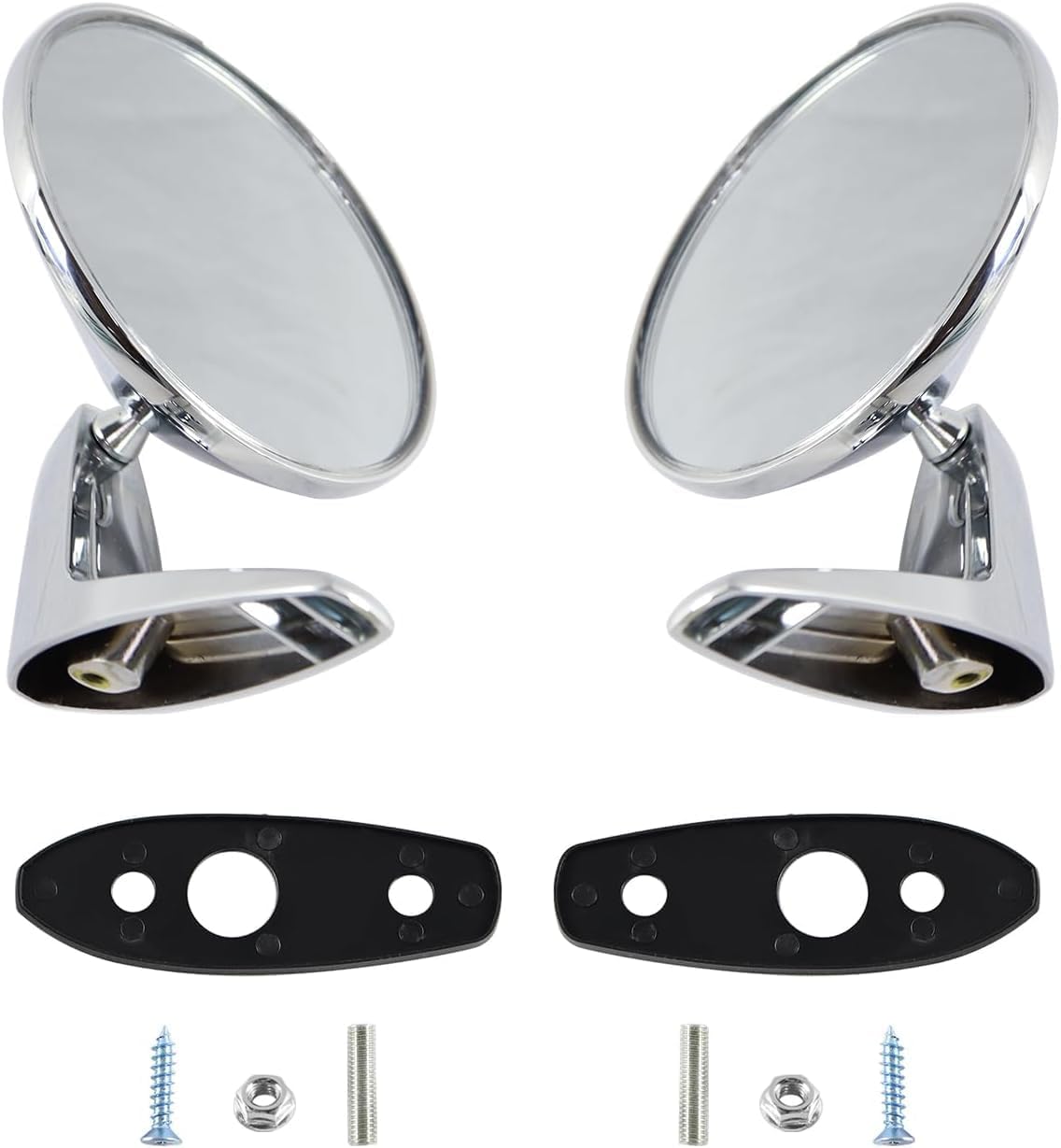 Pair(2) Chrome Polished Outside Exterior Rearview Door Mirrors Compatible With Dodge & Plymouth Models 1966-1975 Replace 2802834, 2802710, 3685955, silver