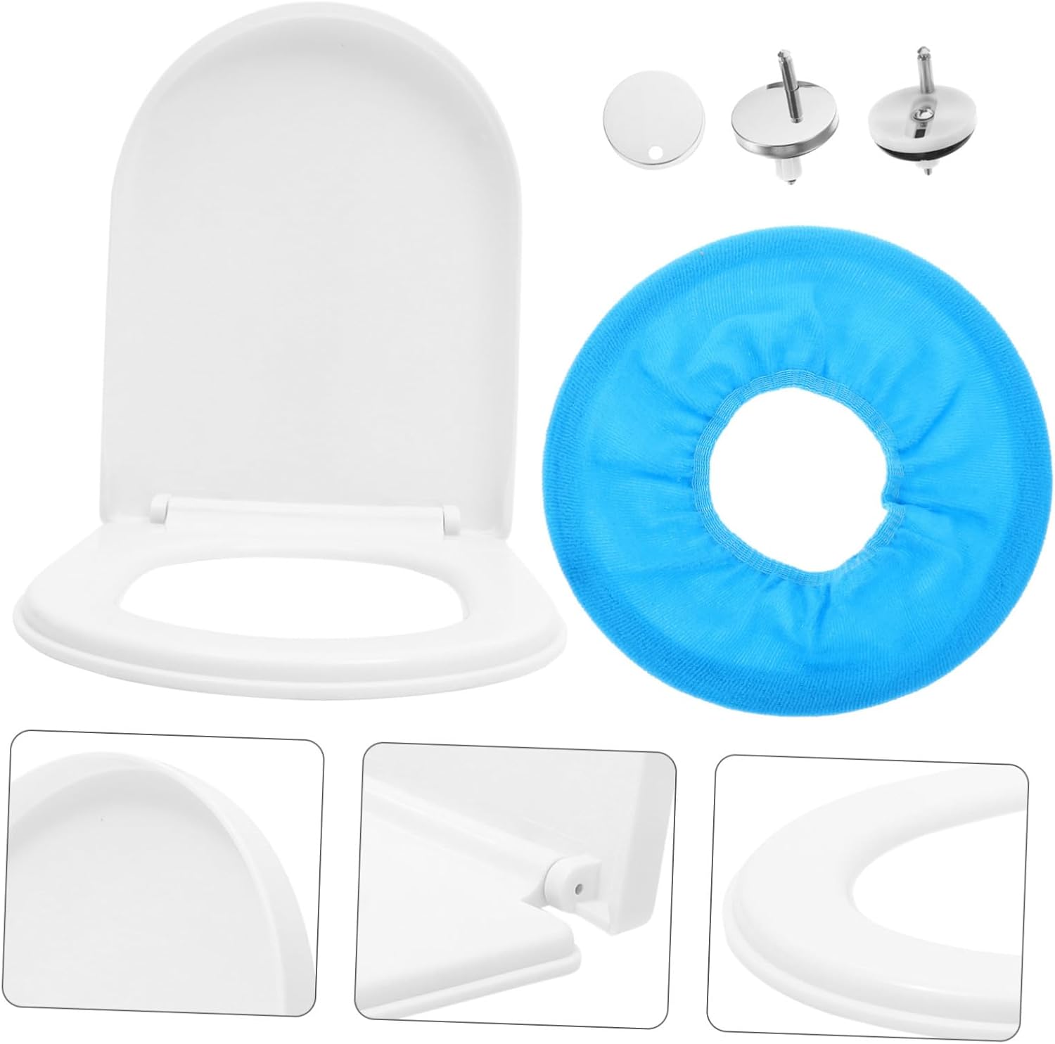 Veemoon Home Toilet Lid u Shaped Seat Cover Warm Pp Lid Quiet-close Hinge Stainless Steel Durable Easy to Clean Random Color