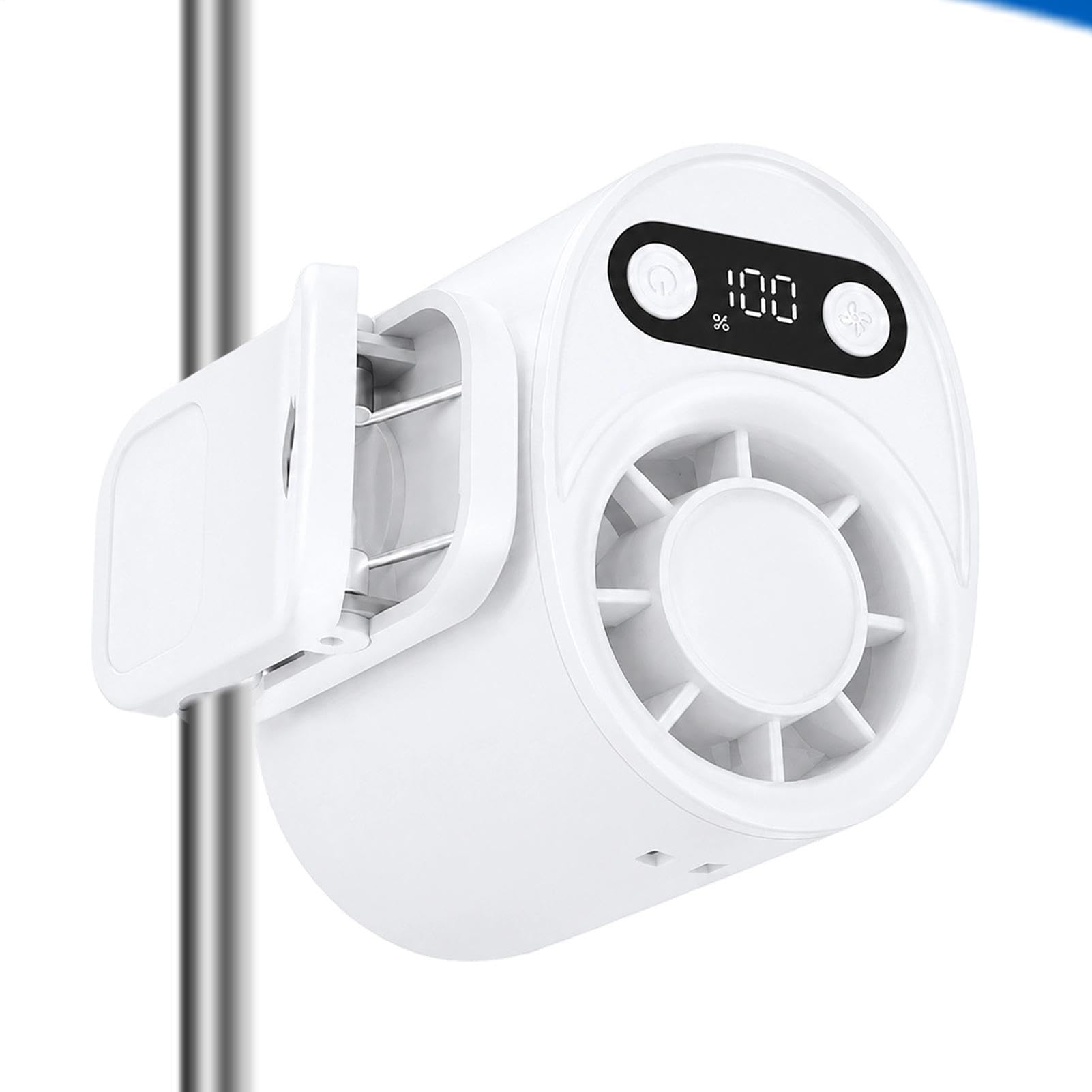 Ventilador de clip portátil para viajes y ciclismo con pantalla LED