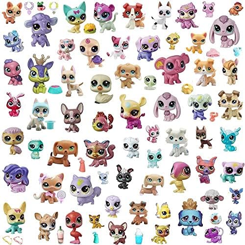 LPS Toys (3pcs random) LPS Dogs and Cats Collie Shorthair Cat Great Dane Cocker Spaniel Dachshund Deer Puppy with LPS accessories 7 PCS Random Rare Toy Figure Collectable Boys Girls Kids Gift Set