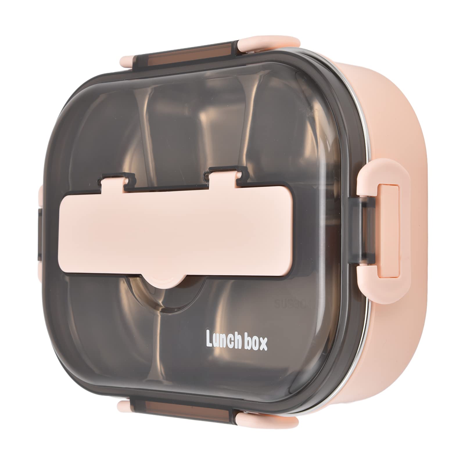 Lunchbox für Erwachsene und Kinder, 1,3 l, Thermo-Lunchbox, Edelstahl, 5 Fächer, Lunchbox mit Essstäbchen, Löffel, für Schule, Picknick, Rosa