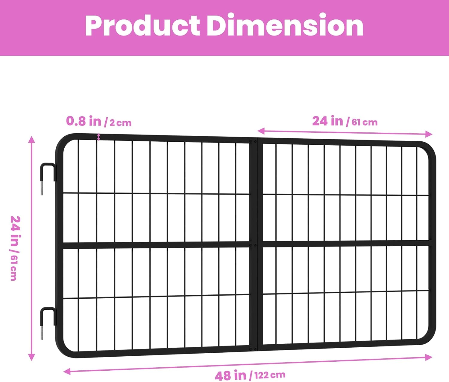48×24 Inch Heavy-Duty Steel Stall Door, Bi-Directional Swing Barn Door, Livestock Fence Safety Gate, Stable & Horse Barn Security Door