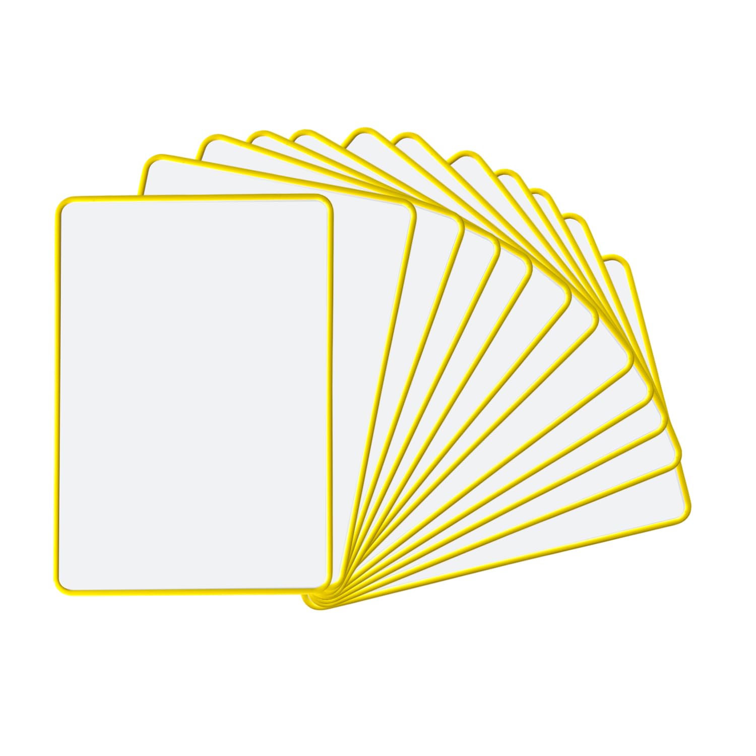 Pack of 12 A4 Double Sided Magnetic Erasable MDF Plain Whiteboards with Yellow Border - School and Office Supplies