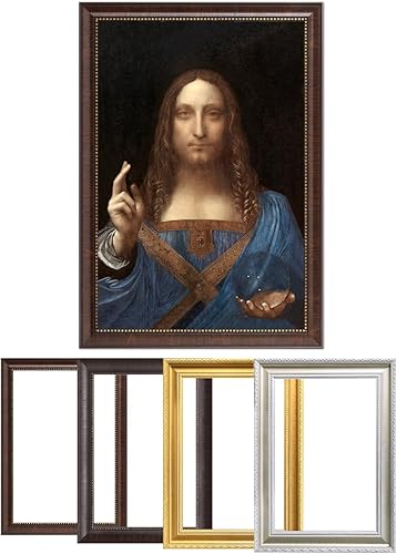 DECORARTS - Arte de pared enmarcado de Leonardo da Vinci Salvator Mundi Cristo, impresión giclée, 16 x 24 pulgadas, lienzo con opciones de marco